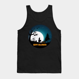 Happy Halloween Llama Silhouette Tank Top